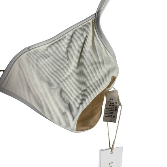 L*Space Macey White V Underwire Mesh Ribbed Bralette Bikini Swimsuit Top Size L - Picture 6 of 9